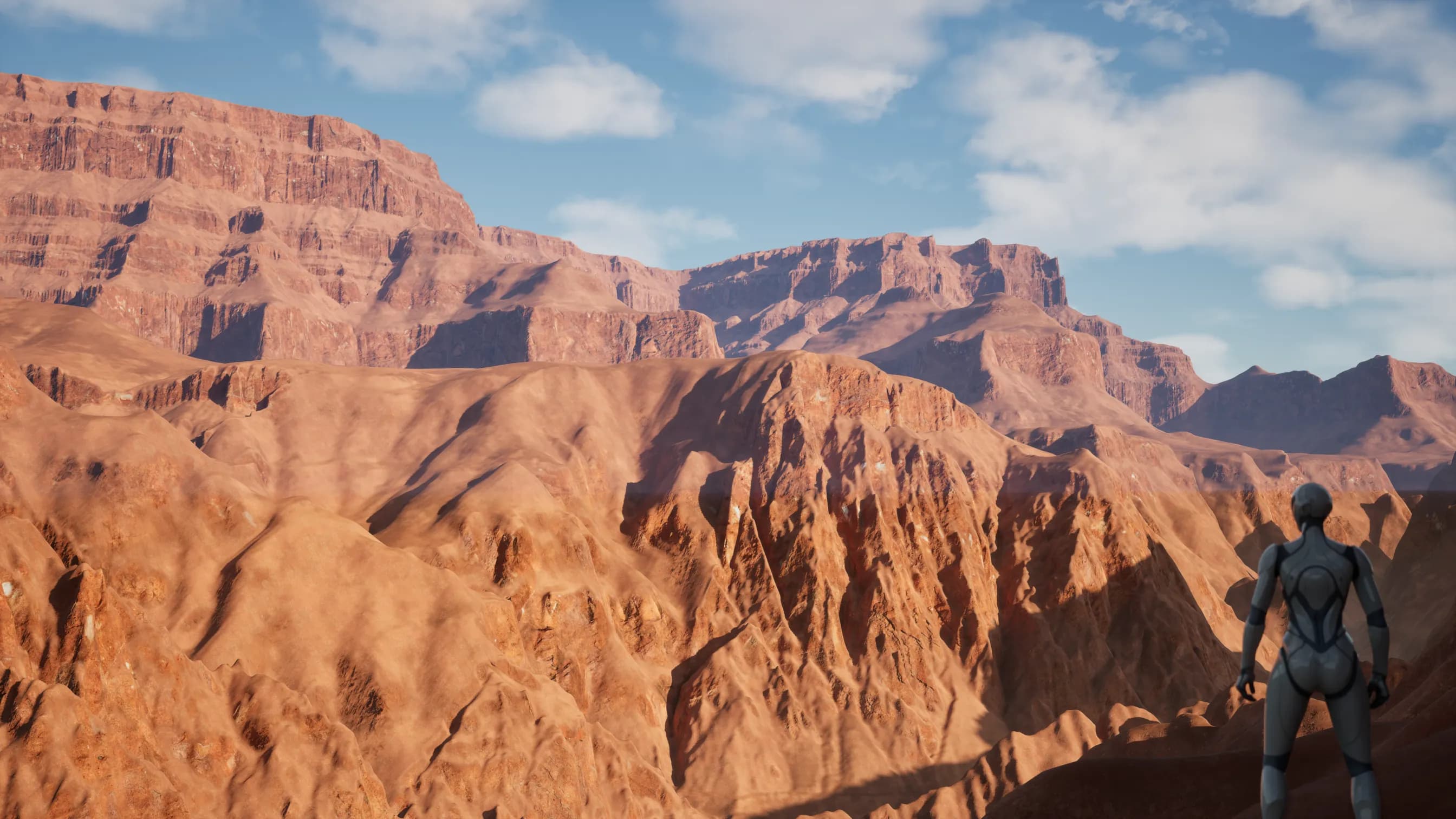 Real-scale canyon terrain generated by Nwiro AI Pro inside Unreal Engine